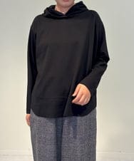 ZMKAE36079 al'aise modulation(アレーズモジュレーション) ラウンドヘム長袖フーディーカットソー ブラック