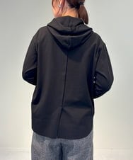 ZMKAE36079 al'aise modulation(アレーズモジュレーション) ラウンドヘム長袖フーディーカットソー ブラック