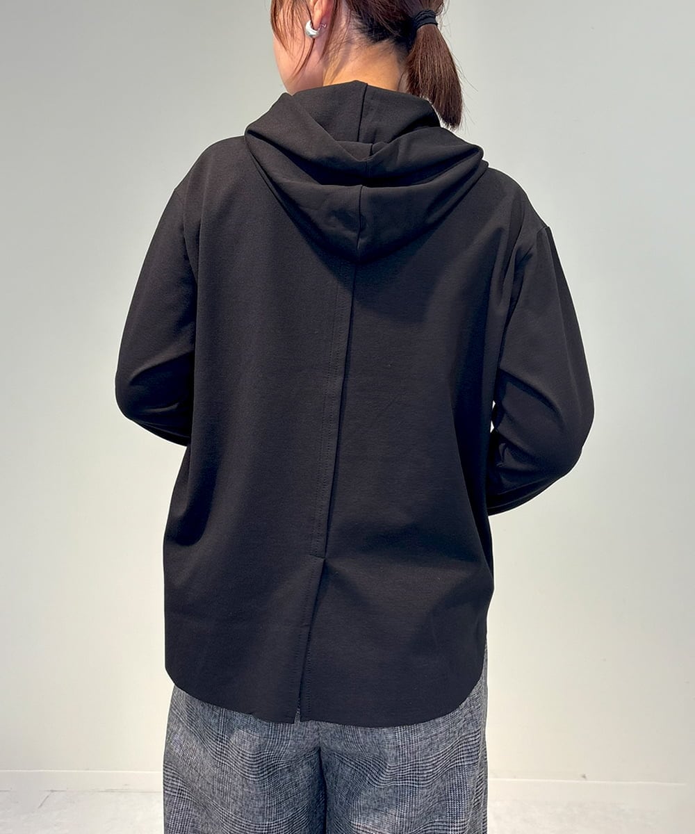 ZMKAE36079 al'aise modulation(アレーズモジュレーション) ラウンドヘム長袖フーディーカットソー ブラック