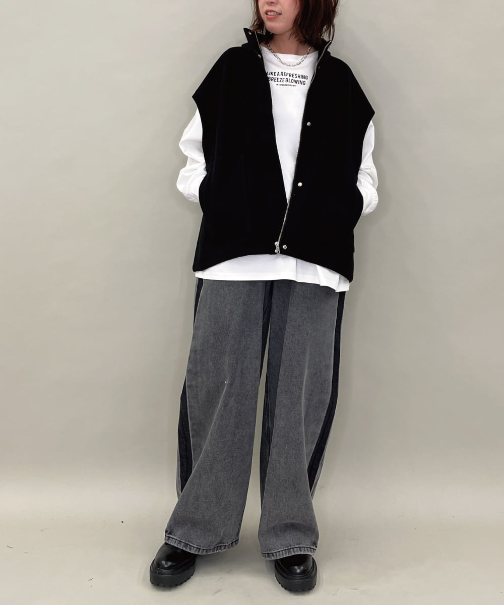 ZMKAE37100 al'aise modulation(アレーズモジュレーション) 【２WAY】フォトプリントコットンTシャツ ホワイト