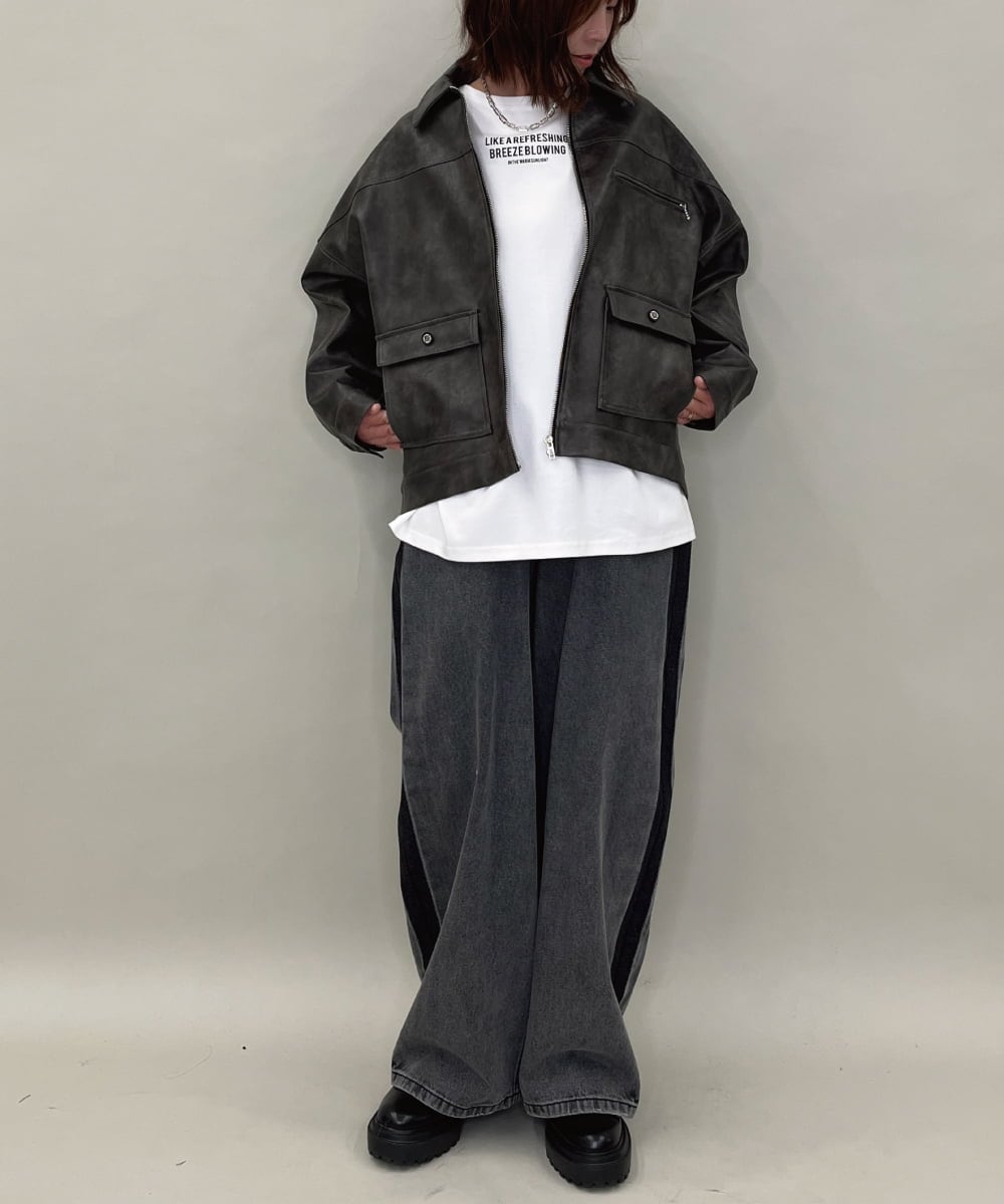 ZMKAE37100 al'aise modulation(アレーズモジュレーション) 【２WAY】フォトプリントコットンTシャツ ホワイト