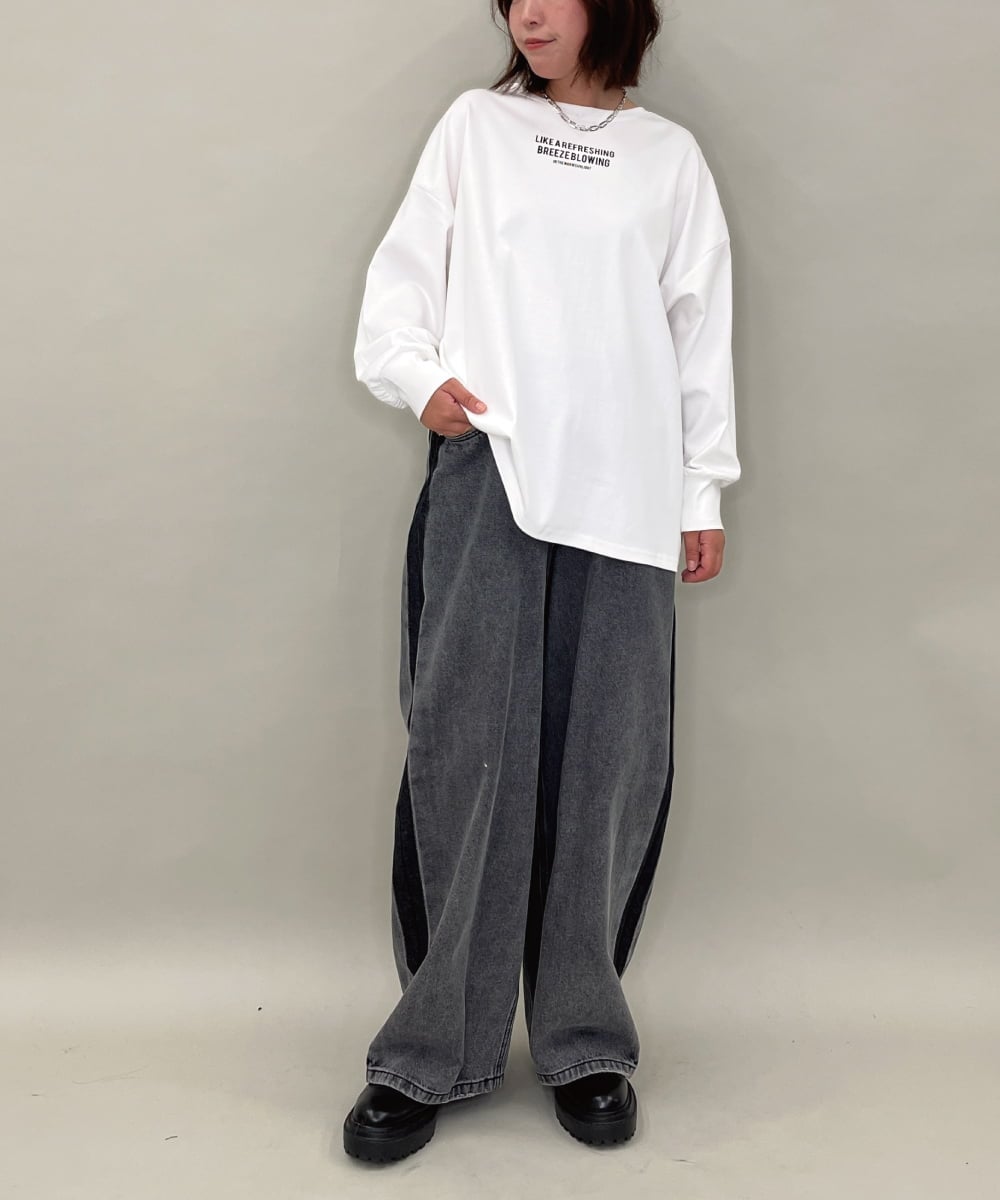 ZMKAE37100 al'aise modulation(アレーズモジュレーション) 【２WAY】フォトプリントコットンTシャツ ホワイト