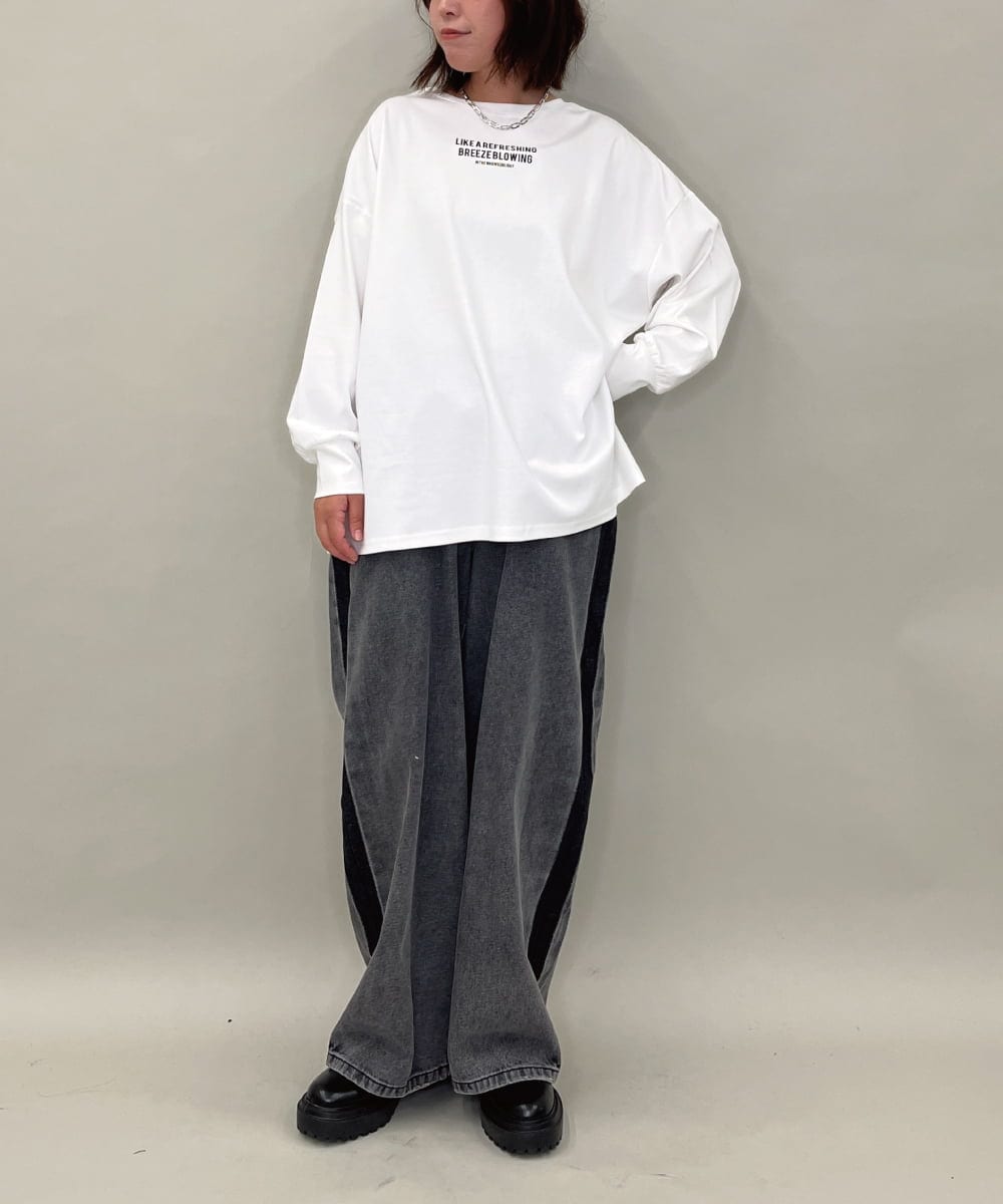 ZMKAE37100 al'aise modulation(アレーズモジュレーション) 【２WAY】フォトプリントコットンTシャツ ホワイト