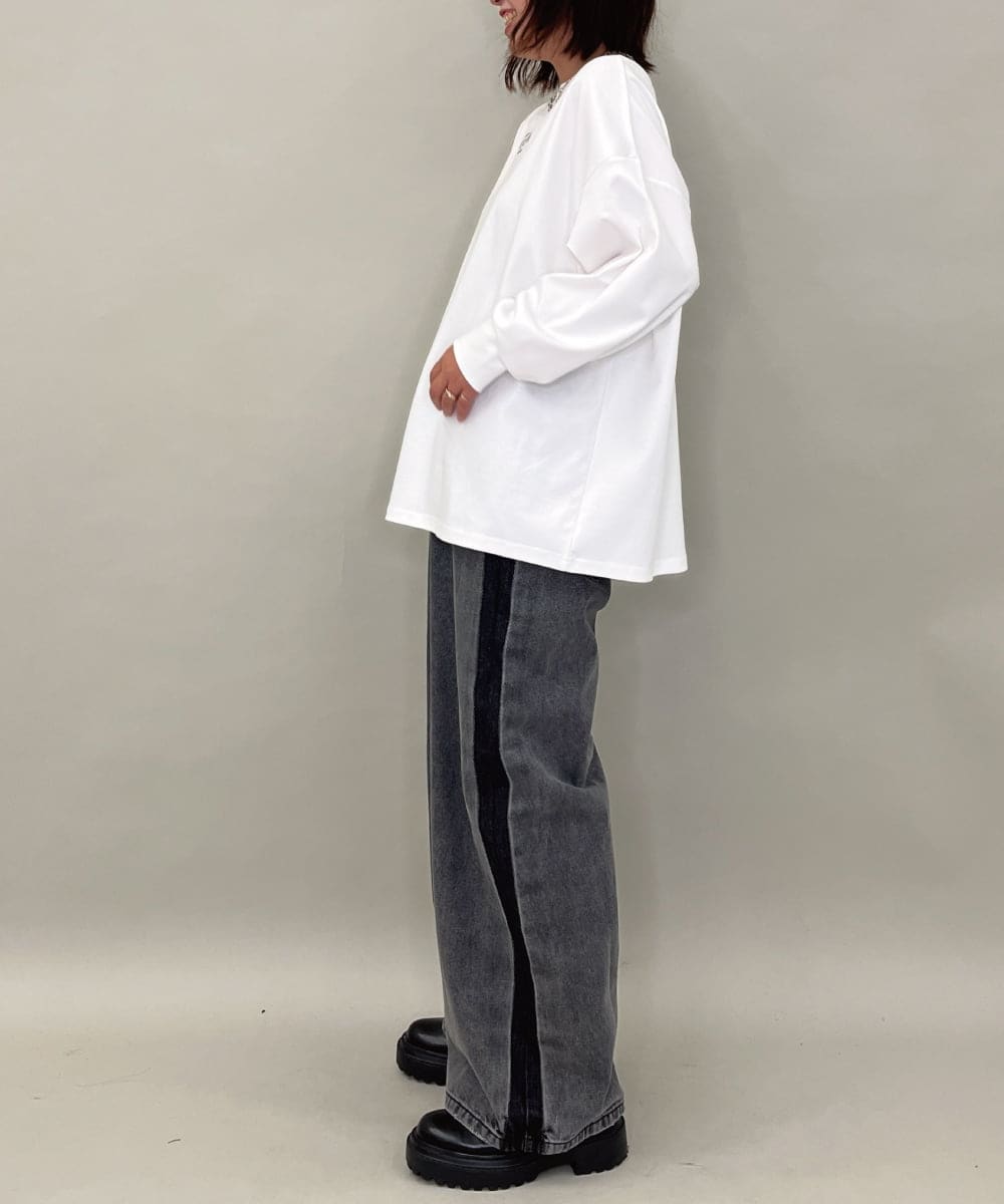 ZMKAE37100 al'aise modulation(アレーズモジュレーション) 【２WAY】フォトプリントコットンTシャツ ホワイト