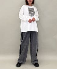 ZMKAE37100 al'aise modulation(アレーズモジュレーション) 【２WAY】フォトプリントコットンTシャツ ホワイト