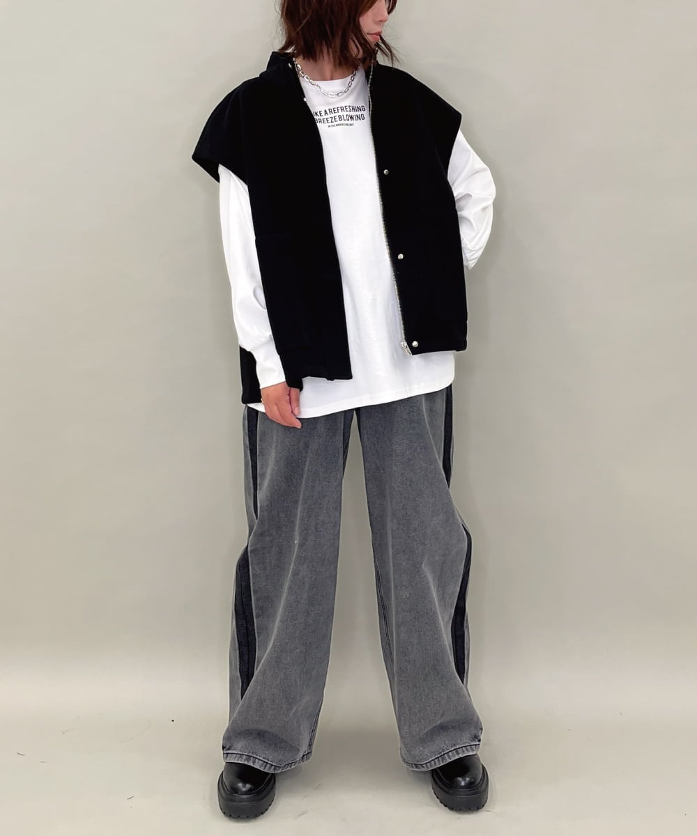 ZMKAE37100 al'aise modulation(アレーズモジュレーション) 【２WAY】フォトプリントコットンTシャツ ホワイト