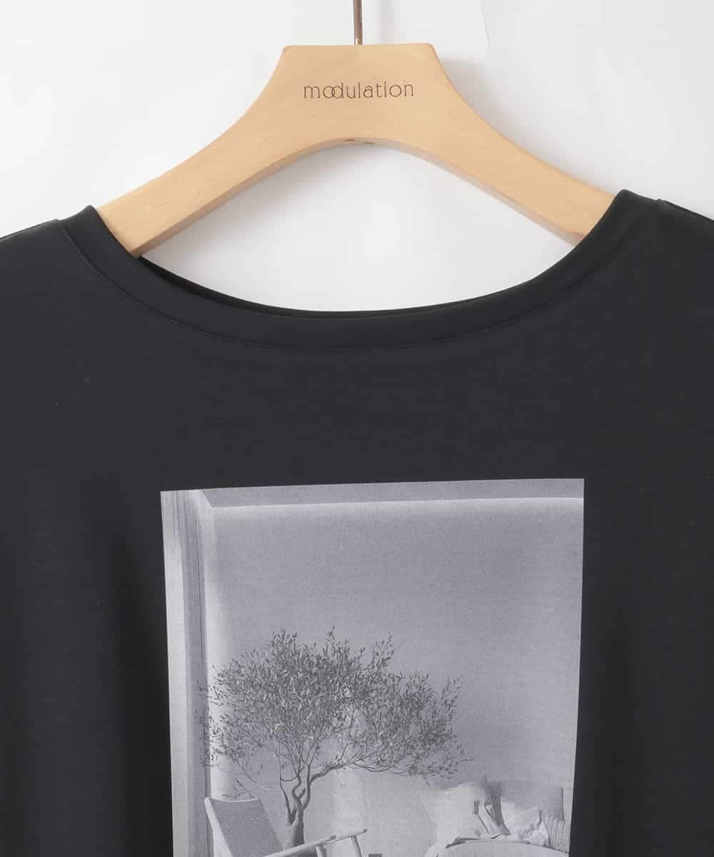 ZMKAE37100 al'aise modulation(アレーズモジュレーション) フォトプリントコットンTシャツ ブラック