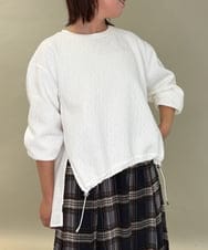 ZMKAE40089 al'aise modulation(アレーズモジュレーション) 異素材ドッキングドロストプルオーバー ホワイト