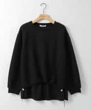 ZMKAE40089 al'aise modulation(アレーズモジュレーション) 異素材ドッキングドロストプルオーバー ブラック