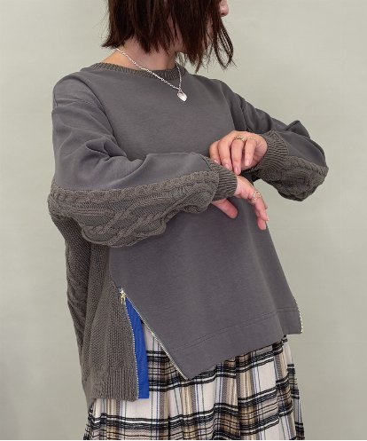 ZMKAE41120 al'aise modulation 【洗える】サイドジップニットジョイントプルオーバー