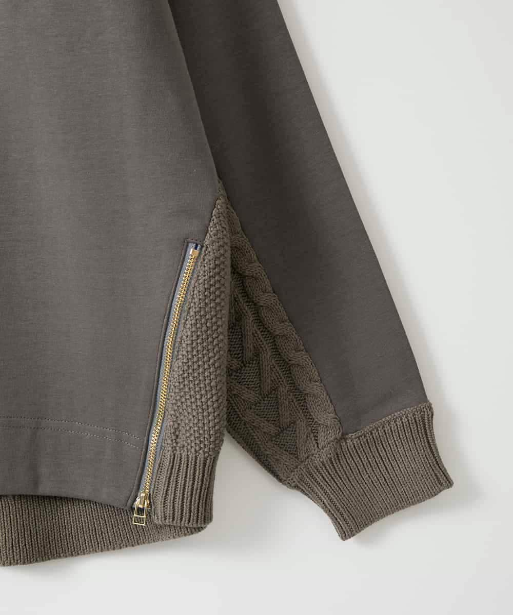 ZMKAE41120 al'aise modulation(アレーズモジュレーション) 【洗える】サイドジップニットジョイントプルオーバー ダークグレー