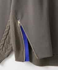 ZMKAE41120 al'aise modulation(アレーズモジュレーション) 【洗える】サイドジップニットジョイントプルオーバー ダークグレー