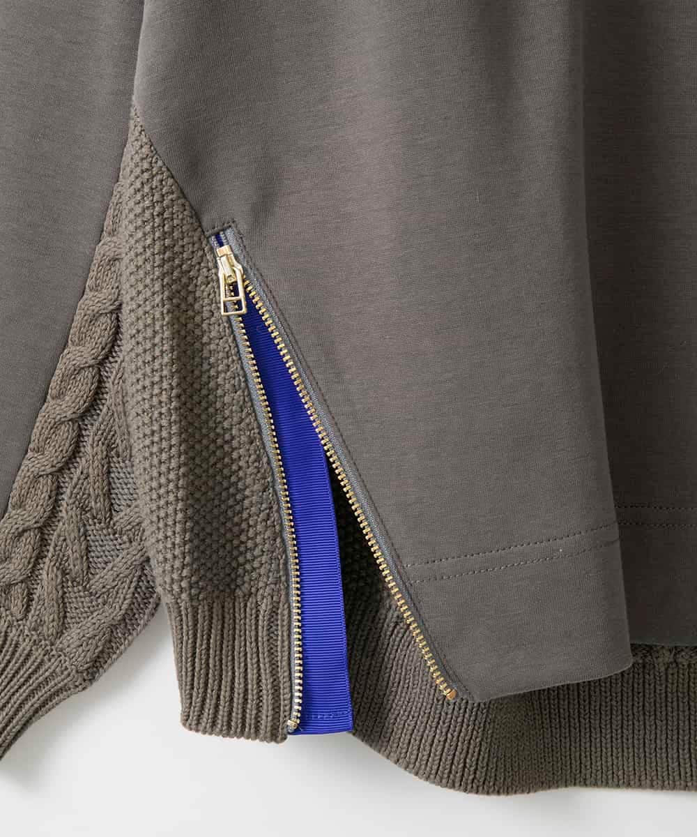 ZMKAE41120 al'aise modulation(アレーズモジュレーション) 【洗える】サイドジップニットジョイントプルオーバー ダークグレー