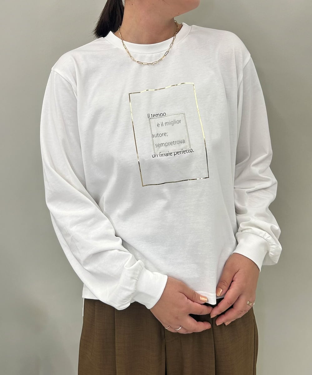 ZMKAE42098 al'aise modulation(アレーズモジュレーション) フロントモチーフロングスリーブTシャツ ホワイト