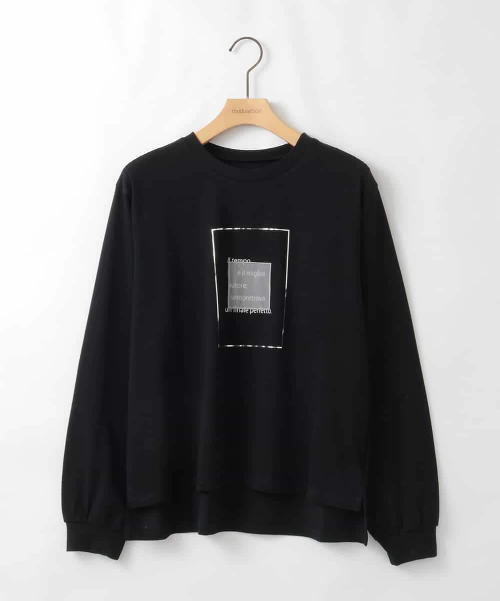ZMKAE42098 al'aise modulation(アレーズモジュレーション) フロントモチーフロングスリーブTシャツ ブラック