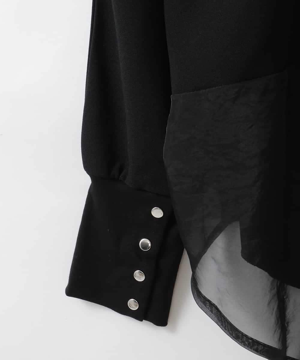 ZMKAH26079 al'aise modulation(アレーズモジュレーション) 異素材切り替えシアーヘムカットソー ブラック