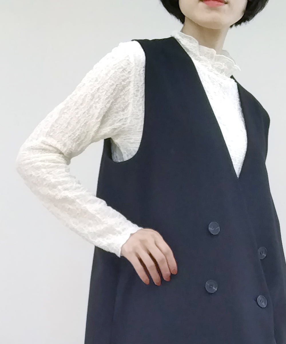 ZMKAT04079 al'aise modulation(アレーズモジュレーション) シャーリングハイネックトップス アイボリー
