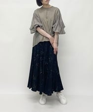 ZMKAW01128 al'aise modulation(アレーズモジュレーション) サテンシフォンプリーツプルオーバー グレージュ