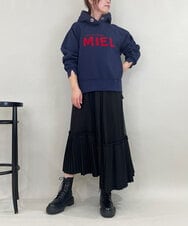 ZMKCE01089 al'aise modulation(アレーズモジュレーション) 裏起毛ロゴデザインパーカー ネイビー