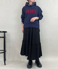 ZMKCE01089 al'aise modulation(アレーズモジュレーション) 裏起毛ロゴデザインパーカー ネイビー