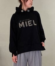 ZMKCE01089 al'aise modulation(アレーズモジュレーション) 裏起毛ロゴデザインパーカー ブラック