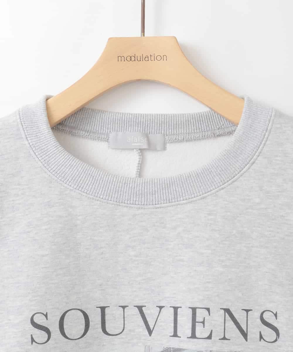 ZMKCE02110 al'aise modulation(アレーズモジュレーション) フォトプリント裏毛スウェット ライトグレー