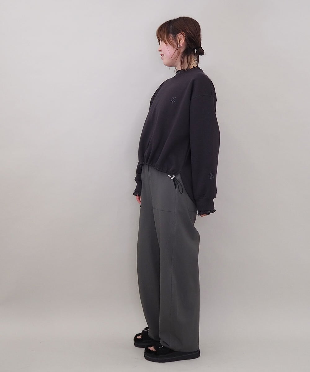 ZMKCE03098 al'aise modulation(アレーズモジュレーション) ドロストヘムレイヤードデザインプルオーバー ダークグレー