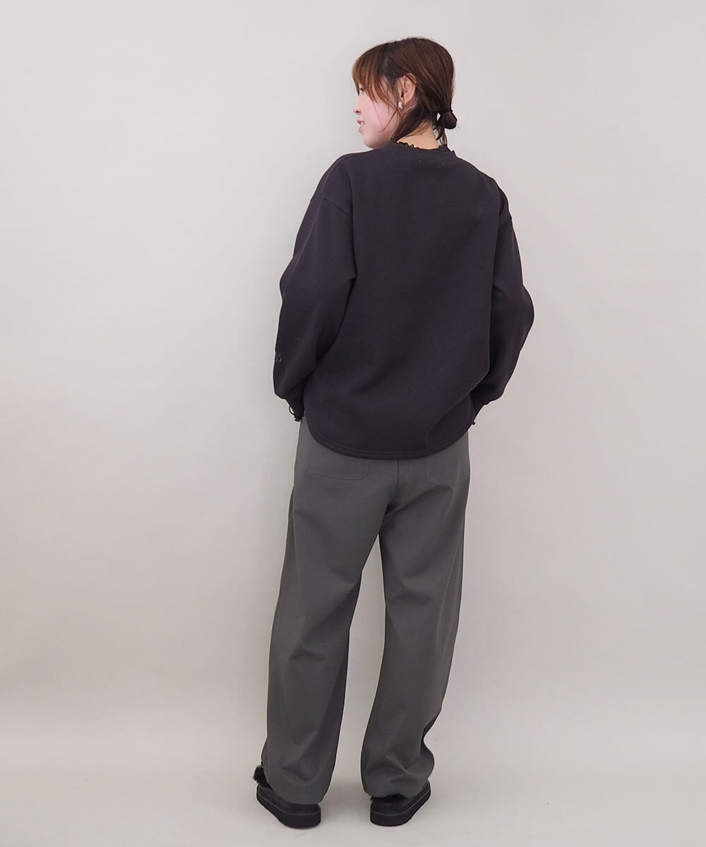 ZMKCE03098 al'aise modulation(アレーズモジュレーション) ドロストヘムレイヤードデザインプルオーバー ダークグレー