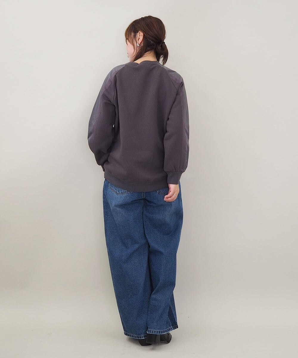 ZMKCE04118 al'aise modulation(アレーズモジュレーション) 箔プリントロゴスウェットプルオーバー ダークグレー