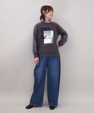 ZMKCE04118 al'aise modulation(アレーズモジュレーション) 箔プリントロゴスウェットプルオーバー ダークグレー