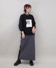 ZMKCE04118 al'aise modulation(アレーズモジュレーション) 箔プリントロゴスウェットプルオーバー ブラック