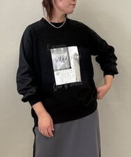 ZMKCE04118 al'aise modulation(アレーズモジュレーション) 箔プリントロゴスウェットプルオーバー ブラック