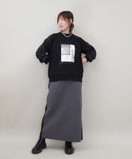 ZMKCE04118 al'aise modulation(アレーズモジュレーション) 箔プリントロゴスウェットプルオーバー ブラック