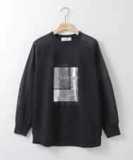 ZMKCE04118 al'aise modulation(アレーズモジュレーション) 箔プリントロゴスウェットプルオーバー ブラック