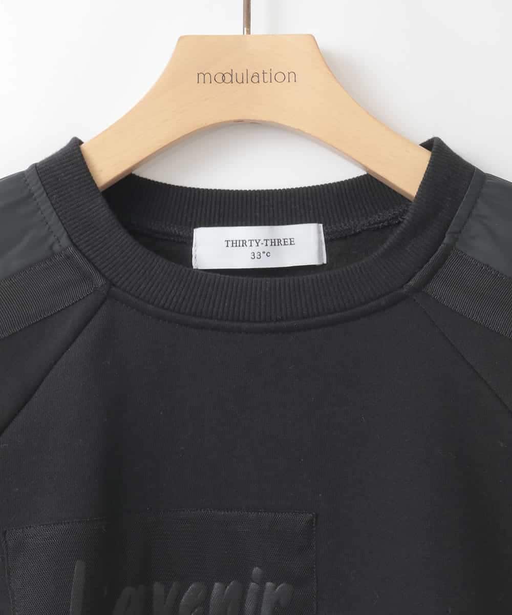 ZMKCE04118 al'aise modulation(アレーズモジュレーション) 箔プリントロゴスウェットプルオーバー ブラック