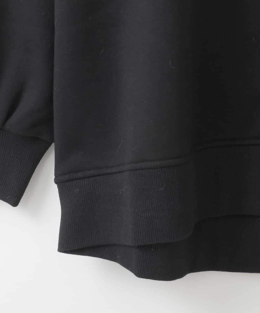 ZMKCE04118 al'aise modulation(アレーズモジュレーション) 箔プリントロゴスウェットプルオーバー ブラック