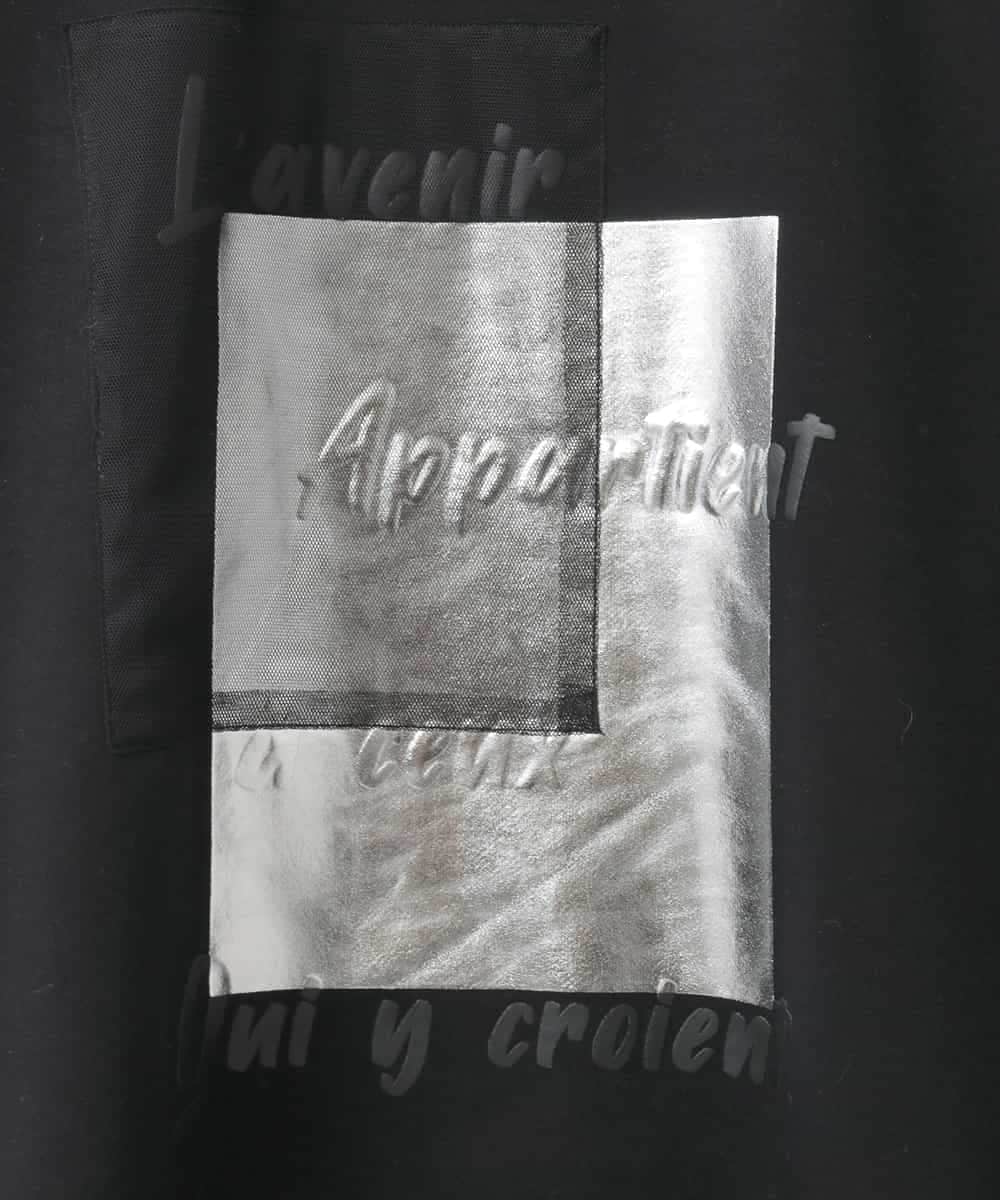 ZMKCE04118 al'aise modulation(アレーズモジュレーション) 箔プリントロゴスウェットプルオーバー ブラック