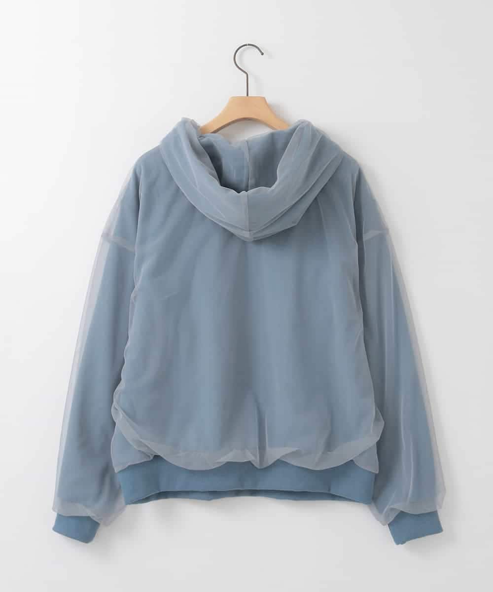 ZMKCE07128 al'aise modulation(アレーズモジュレーション) チュールレイヤードフーディー ライトブルー