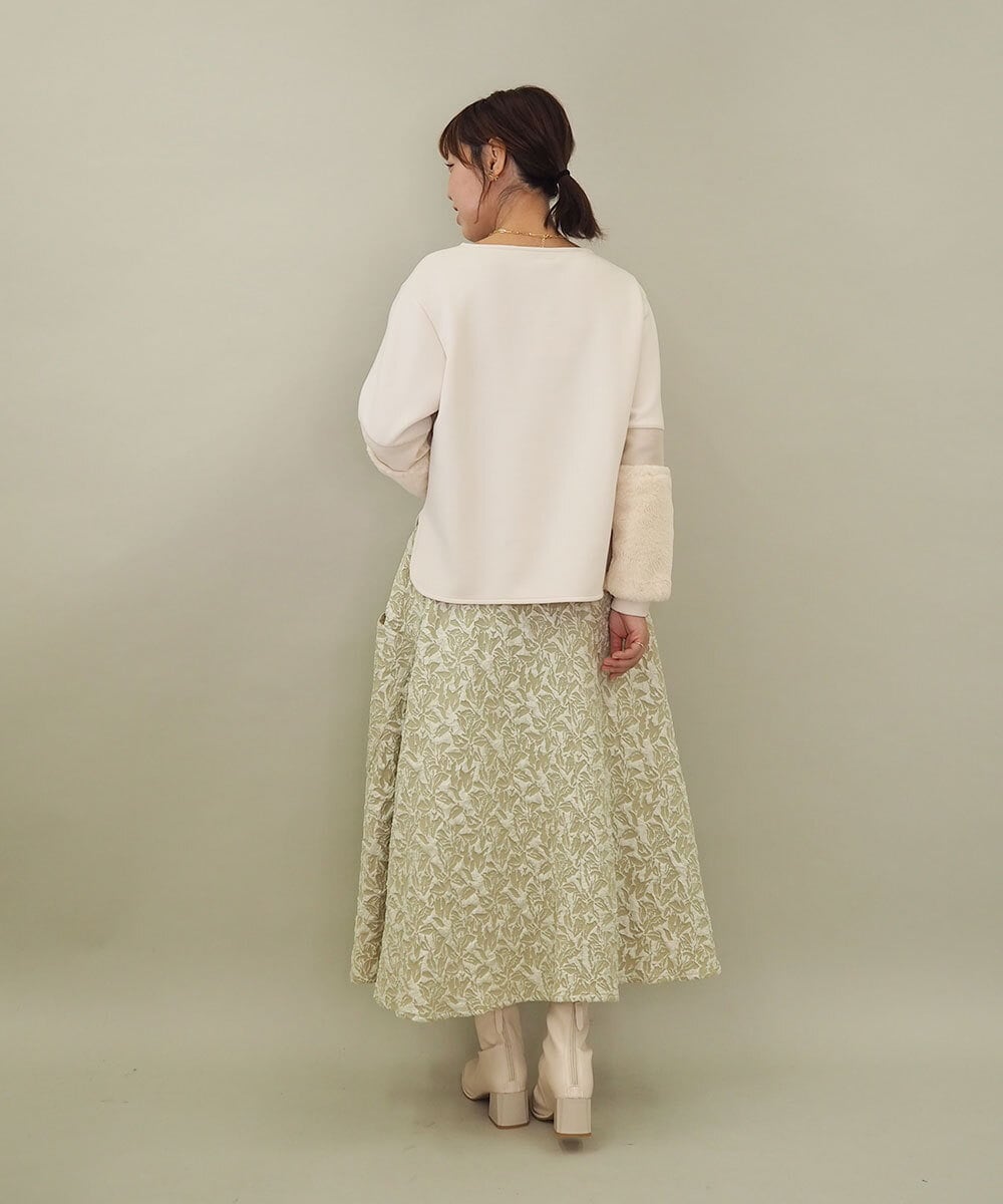 ZMKCE08140 al'aise modulation(アレーズモジュレーション) 【洗える/日本製】ジョイントファー切り替えデザインプルオーバー ベージュ