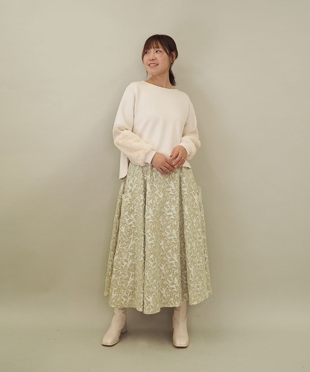 ZMKCE08140 al'aise modulation(アレーズモジュレーション) 【洗える/日本製】ジョイントファー切り替えデザインプルオーバー ベージュ