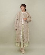 ZMKCE08140 al'aise modulation(アレーズモジュレーション) 【洗える/日本製】ジョイントファー切り替えデザインプルオーバー ベージュ