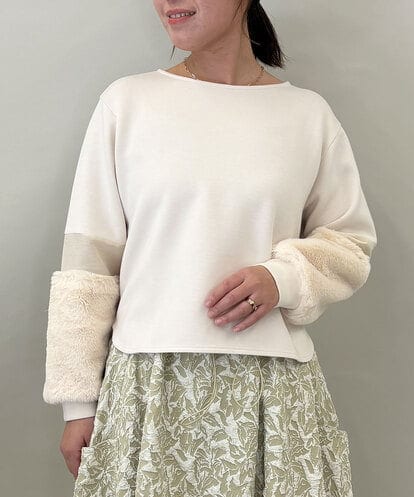 ZMKCE08140 al'aise modulation 【洗える/日本製】ジョイントファー切り替えデザインプルオーバー