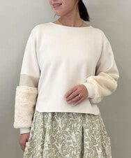 ZMKCE08140 al'aise modulation(アレーズモジュレーション) 【洗える/日本製】ジョイントファー切り替えデザインプルオーバー ベージュ