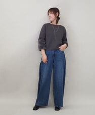 ZMKCE08140 al'aise modulation(アレーズモジュレーション) 【洗える/日本製】ジョイントファー切り替えデザインプルオーバー ダークグレー