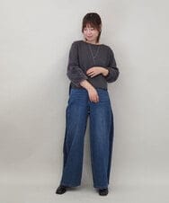 ZMKCE08140 al'aise modulation(アレーズモジュレーション) 【洗える/日本製】ジョイントファー切り替えデザインプルオーバー ダークグレー