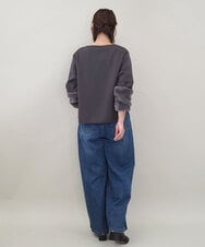 ZMKCE08140 al'aise modulation(アレーズモジュレーション) 【洗える/日本製】ジョイントファー切り替えデザインプルオーバー ダークグレー