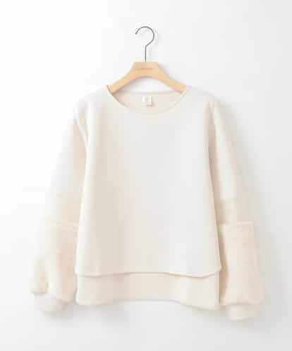 ZMKCE08140 al'aise modulation 【洗える/日本製】ジョイントファー切り替えデザインプルオーバー