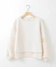 ZMKCE08140 al'aise modulation(アレーズモジュレーション) 【洗える/日本製】ジョイントファー切り替えデザインプルオーバー ベージュ