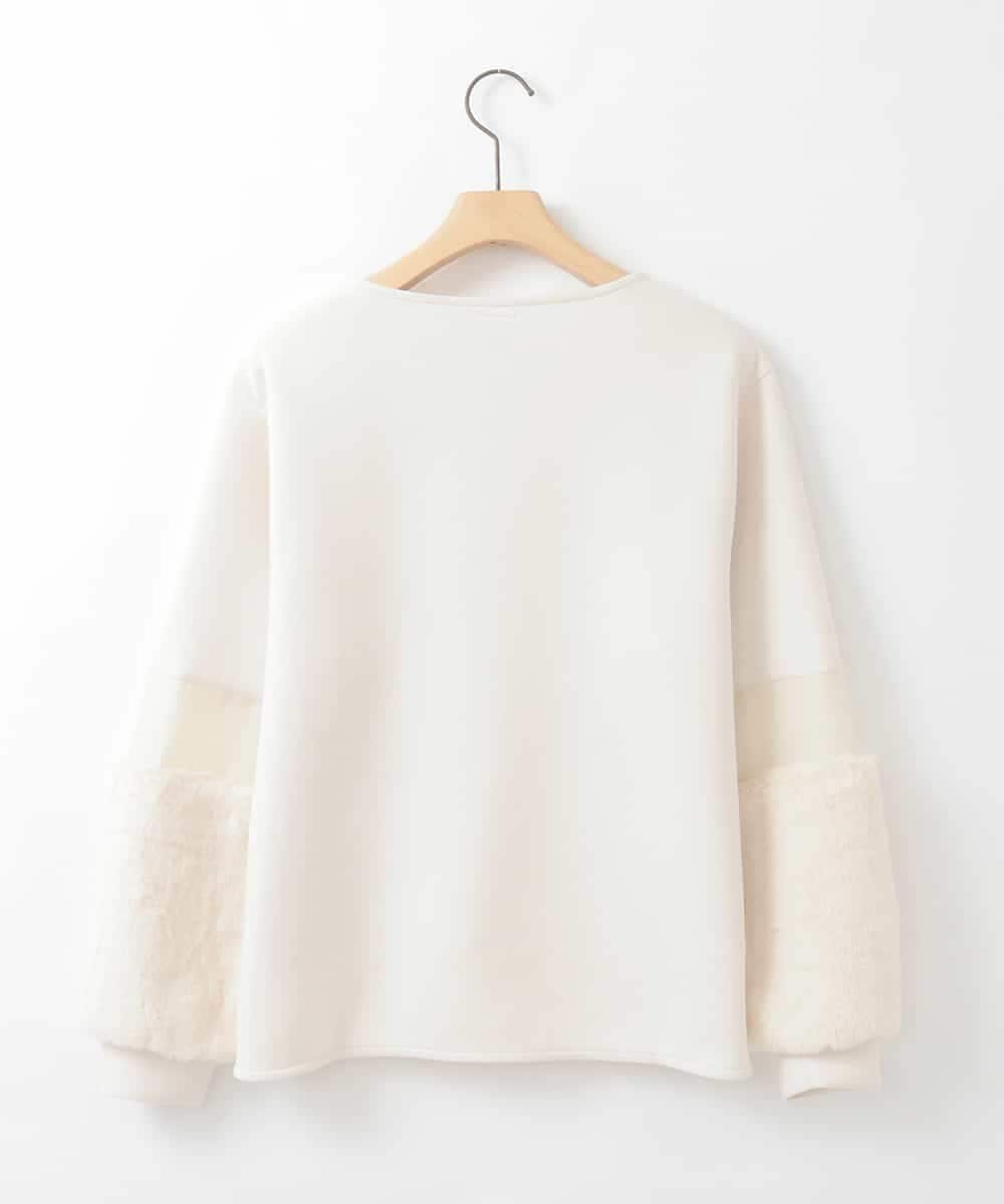 ZMKCE08140 al'aise modulation(アレーズモジュレーション) 【洗える/日本製】ジョイントファー切り替えデザインプルオーバー ベージュ