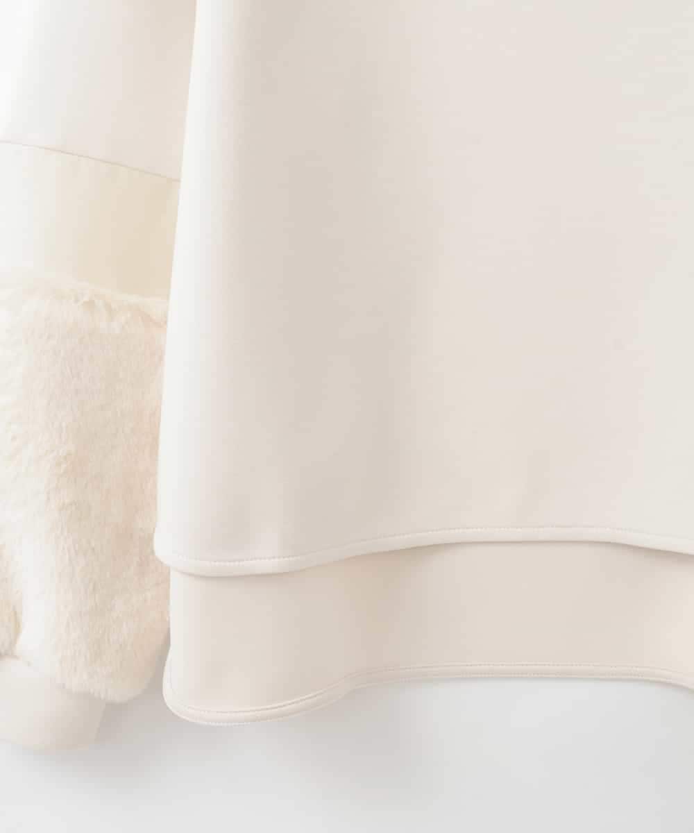 ZMKCE08140 al'aise modulation(アレーズモジュレーション) 【洗える/日本製】ジョイントファー切り替えデザインプルオーバー ベージュ